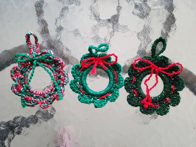 Holiday wreath ornaments 2 for 5 dollars